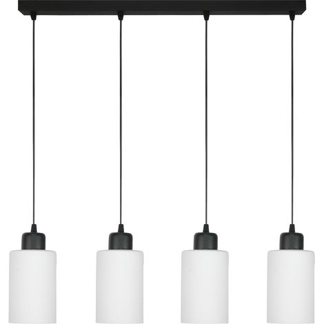 Lámpara de techo colgante negra con pantalla de cristal blanco, Loyd Bianco 15-061