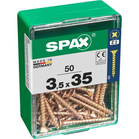 Boîte 50 Unités. Vis A Bois Spax Cab. Plat Yellox 3.5x35mm Spax (1/2)