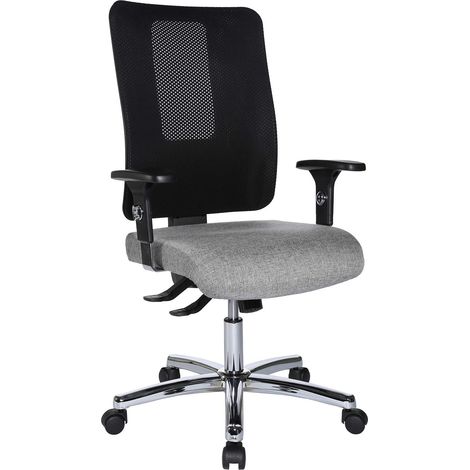 Chaise de Bureau chromée avec accoudoirs réglables en Hauteur Gris/Noir (1/5)