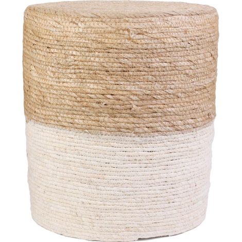 Pouf Design "Blue Lagoon" 41cm Naturel & Blanc (1/2)