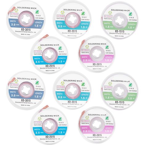 Kit de 2 pompes à dessouder avec tresse à dessouder, faible résidu, sans nettoyage, tailles 1.5-3.5mm, câble désoxydant (1/5)