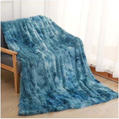 Flauschige Kunstfell-Decke 160x200cm - Weiche Blaue Decke - Für Innen- und Außenbereich - Maschinenwaschbar (1/5)