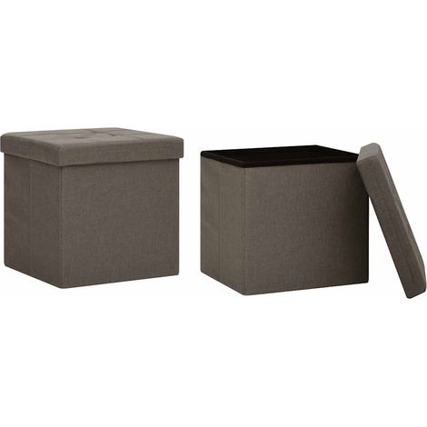 Maison Exclusive - Pouf con Contenitore Pieghevoli 2 pz Marroni in Simil Lino (1/5)