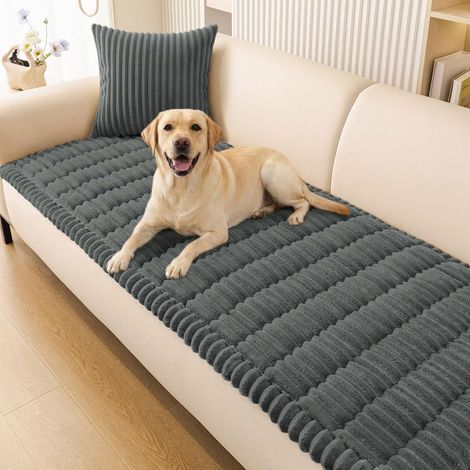 Housse de canapé épaisse et douce, lavable, antidérapante, pour chiens, animaux de compagnie, enfants - Protection de meubles 2 ou 3 places - Gris foncé - 70 x 150 cm (1/5)