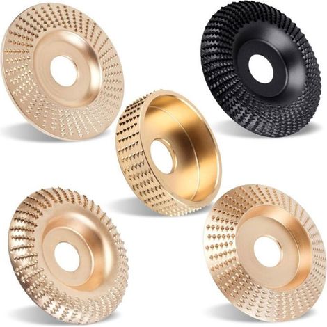 Lot de 5 disques sculpture bois pour meuleuse angle 4-4,5 pouces, mandrin 5/8 pouces (1/4)