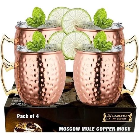 Tasses Moscow Mule - Premium - 4 pièces - Cuivre - 500ml - Jaune (1/4)