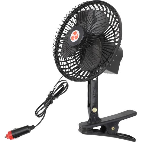 Ortviai Ventilateur de refroidissement automobile 24 V CC avec allume-cigare – Métal noir robuste pour camion, camping-car, bateau (1/5)