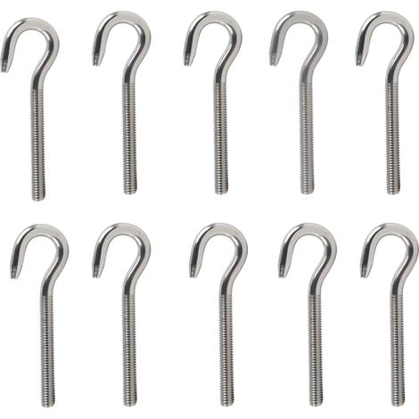 10pcs Boulon à Oeil M4 Vis à Crochet en Acier Inoxydable 304 A2-70 Tige Filetée Crochet Boulon pour Fixation et Suspension (1/5)