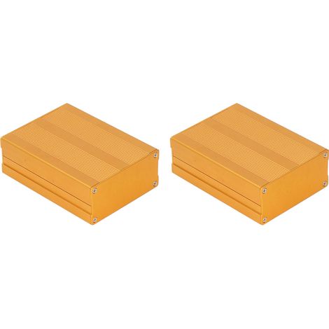 Boîtier électronique split en alliage d'aluminium, finition sablée oxydée dorée, 2 boîtiers 35x76x100mm, pour projet DIY amplification circuit (1/5)