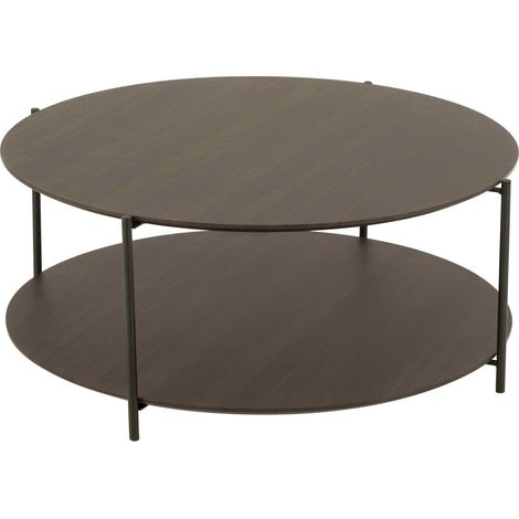 Table de salon ronde bois marron foncé design moderne - Marron foncé bois naturel (1/4)