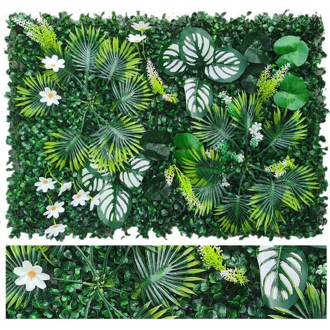 Panneaux muraux végétaux artificiels 40x60 cm – Lot de 4, pour maison, bureau, café, jardin et décoration de mariage (1/5)
