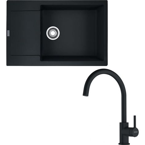 Pack full black évier XL Maris Fragranit 780 x 500 x 200 mm + mitigeur Lina J bec noir - Franke (1/5)