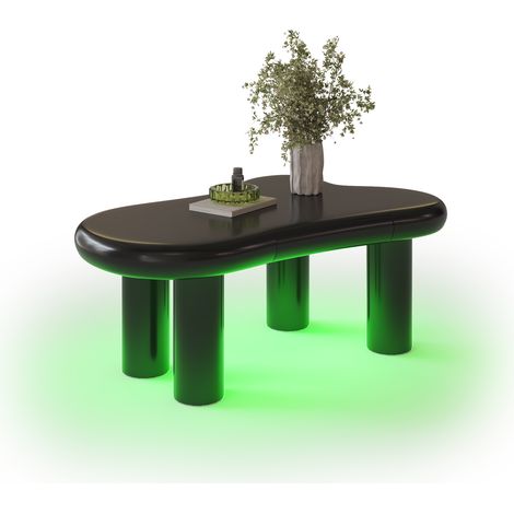 Schwarzer Couchtisch in Cloud-Form aus MDF mit 16-farbiger LED-Beleuchtung & Schublade – Moderner Wohnzimmertisch, mit Stauraum