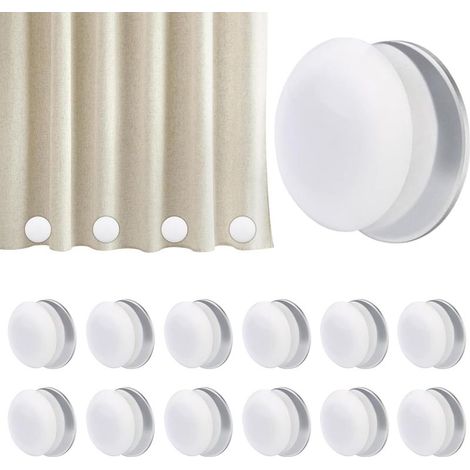 12 Pièces 4 cm Poids de Rideau de Douche, Aimant pour Rideaux Antirouille Magnétiques Ronds Poids Rideaux Extérieur, pour Rideau de Douche Nappes Tableaux Blancs Magnétiques (Blanc) (1/5)