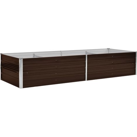 Fioriera rialzata per piante e fiori giardino 240 x 80 x 45 cm acciaio zincato marrone 020001218