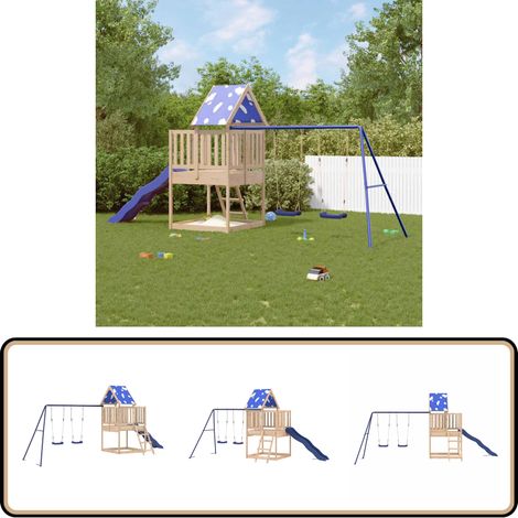 Spielturm Massivholz Kiefer - Holzspielgeräte - Spielturm - Kiefernholzturm - Freiluftsspielplatz - Kinderschwingset