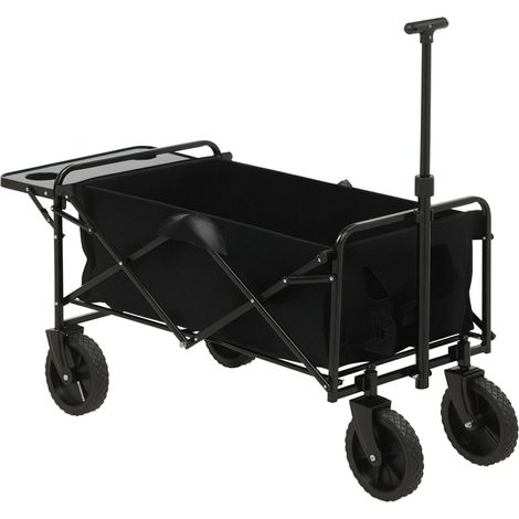 Chariot de Jardin Pliable 4 Roues bâche Amovible poignée télescopique Inclinaison réglable Plateau Pliable noir (1/5)