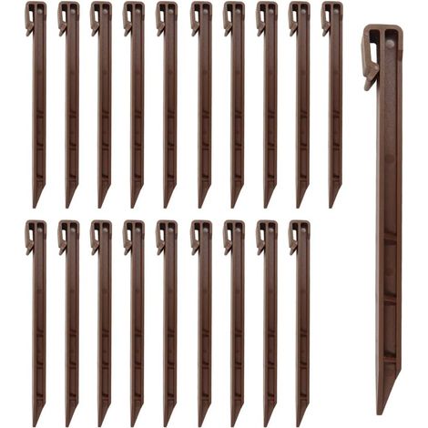 Lot de 20 piquets d'ancrage de Jardin en Plastique très résistants pour Maintenir Le Fond du Filet de Jardin, Brun (1/5)