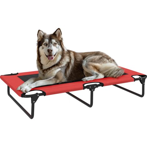PawHut Raised Dog Bed with Breathable Mesh for Large Dogs, Red (1/5)