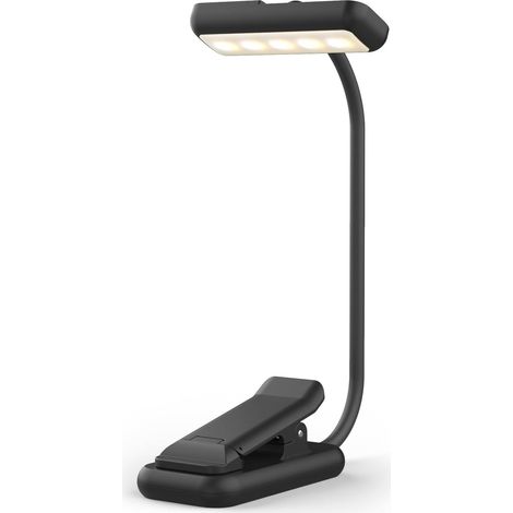 Lampada da lettura a clip, 10 LED, USB-C, testa girevole a 180° 3 temperature di colore, luminosità regolabile dal 10 al 100%, batteria da 800 mAh, ideale per leggere a letto, studiare e viaggiare. (1/5)
