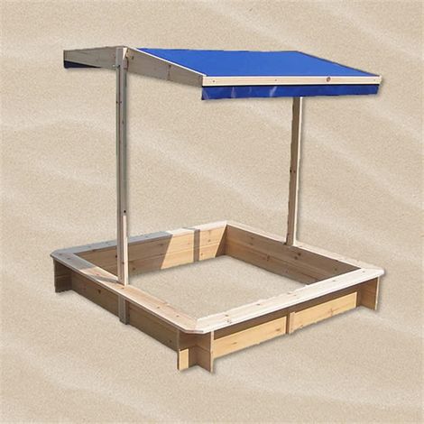 Sandkasten Sandbox Sandkiste Spielhaus Holz mit verstellbaren Dach blau NEU (1/5)