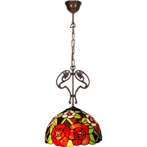 Lampe à suspension avec ornement en fonte Tiffany New York Série D-30cm