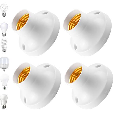 Support Douille E27 pour Plafonnier Ventilateur, Base d'Ampoule à Visser pour Plafond, Douille Plafonnier avec Support d'Éclairage pour Luminaires Mural et Plafonnier LED (Pack de 4) (EE)