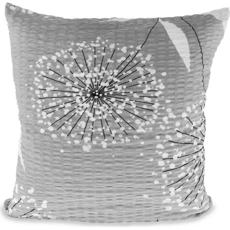 Federa per cuscino in corteccia 40x40 con motivo a dente di leone su sfondo grigio