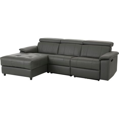 Tanaro-Chaise Longue Canapé 3 Places Gauche avec Fonction Manuel en CuirGris Pu