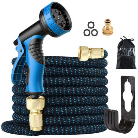 Tuyau d'arrosage extensible 30 m - Avec buse de tuyau à 10 fonctions - Extra résistant - Avec accessoires en aluminium massif (1/3)