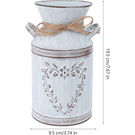 Seau à fleurs vintage en fer, pot rustique métallique décoratif pour jardin, salon et table, vase à plantes d’intérieur. (1/4)