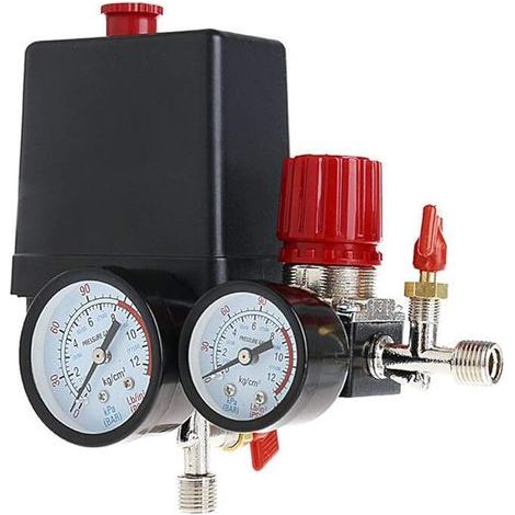 Pressostat Compresseur D'Air Valve à Contrôle 90-120PSI + Régulateur de Pression (1/5)
