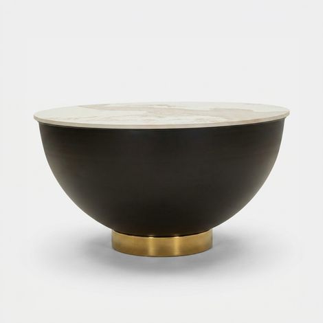Table basse avec rangement en céramique et métal Glam (1/5)