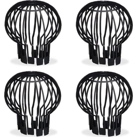 Bardusch-Filtre gouttière, lot Pratique de 4, Plastique, crépine, Protection, écoulement de l’Eau, Ø 12 cm, Noir (1/5)
