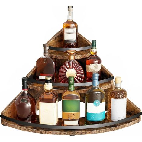 Étagère à 3 Niveaux pour Bouteilles d'alcool, Marron et Noir (1/5)