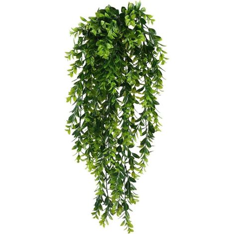 Lot de 2 plantes artificielles suspendues en forme de vigne, plantes vertes artificielles pour mariage, intérieur et extérieur, à suspendre au mur, balcon, clôture ou treillis (1/4)