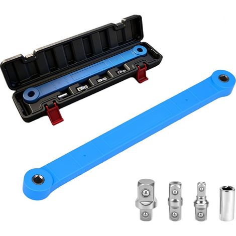 Clé à douille déportée, extension de clé à cliquet à angle nul, outil de 39,5 cm avec adaptateurs d’entraînement carré (1/2, 1/4, 3/8 pouce) – Clé universelle extensible (1/5)