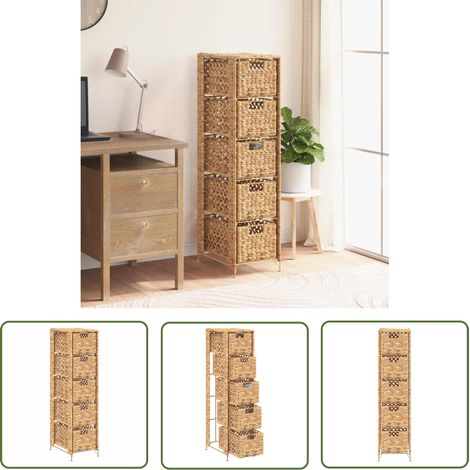The Living Store Standregal mit 5 Körben 25,5x37x100 cm Wasserhyazinthe - Schubladenschrank - Aufbewahrungsraum - Garderobe - Wohnzimmer Dekoration - Landhaus Stil (1/5)