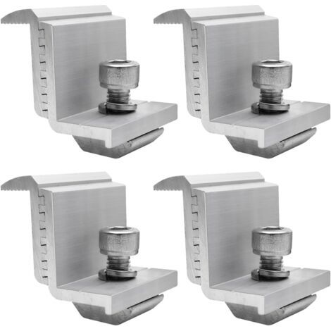 Supports de Panneau Solaire Lot de 4, Panneau Z, Fixation Panneau Solaire pour Panneau Solaire, Support de Panneau Solaire Hauteur du Module 30–50 mm (Borne d'extrémité) (1/5)