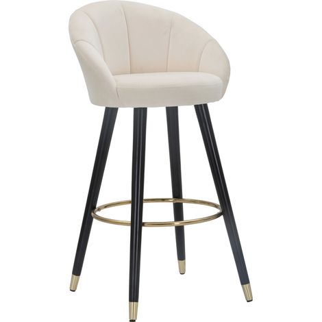 Huanca Hocker, gepolstert, Samtbezug, Strukturmaterial aus Stoff, 55x56x104h cm Cremeweiß