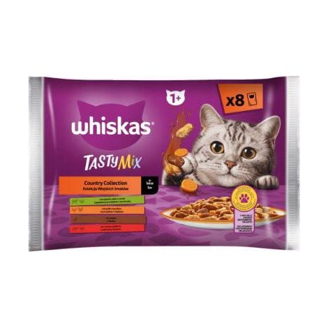 WHISKAS TASTY MIX Katzennassfutter Country Flavors in Sauce 8 Stk.