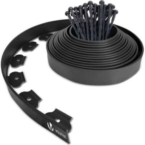 Bordure de jardin flexible 10 cm x 10 mètres avec 30 piquets d'ancrage - noire (1/4)