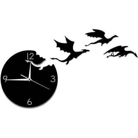 Horloge murale créative en acrylique, motif dragon volant, silencieuse, autocollant mural à faire soi-même, décoration pour chambre d'enfant, horloge murale miroir (1/5)