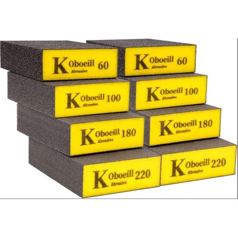 Éponge de Ponçage, Éponges Abrasives Grain 60/100/180/220, Blocs de Ponçages, Tampon de Ponçage humides et Secs Flexibles Manuelle pour Bois, Métal, Plastique, Cloisons sèches (1/5)