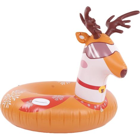 Cercle de Ski Gonflable Durable, Adorable Thème de Noël, Traîneau à Neige pour Piscine, Tube Rond en PVC Résistant à l'usure 46,1 X 43,3 Pouces (1/4)