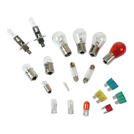 Kit lampade di ricambio 19 pz, alogena 2x H1 - 12V (1/3)