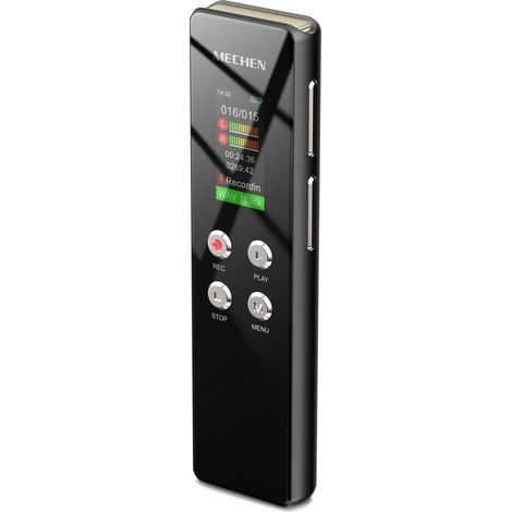 V01 Dictaphone 128 Go, enregistreur vocal avec enregistrement VOX, protection par mot de passe, réduction automatique du bruit, 300 mAh (autonomie de 15h) (1/5)