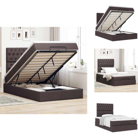 Cadre de lit ottoman avec matelas marron foncé 120x200 cm tissu - Cadre De Lit Ottoman - Cadres De Lit Ottomans - Cadre De Lit - Cadre De Lit Avec Rangement (1/5)