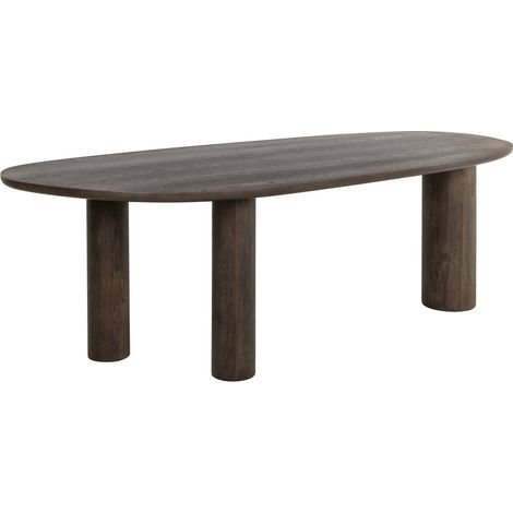Table à manger ovale élégante finition chêne brun raffiné - brun chêne foncé naturel (1/5)