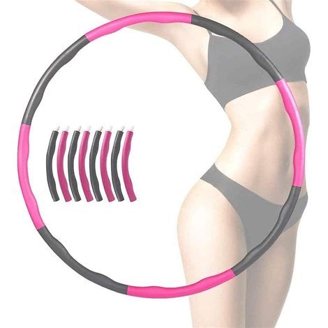 Cerceau de hula lesté, cerceau de fitness, avec un cadre rembourré souple (1 kg) doté d'un rembourrage en mousse détachable en 8 sections. (1/5)